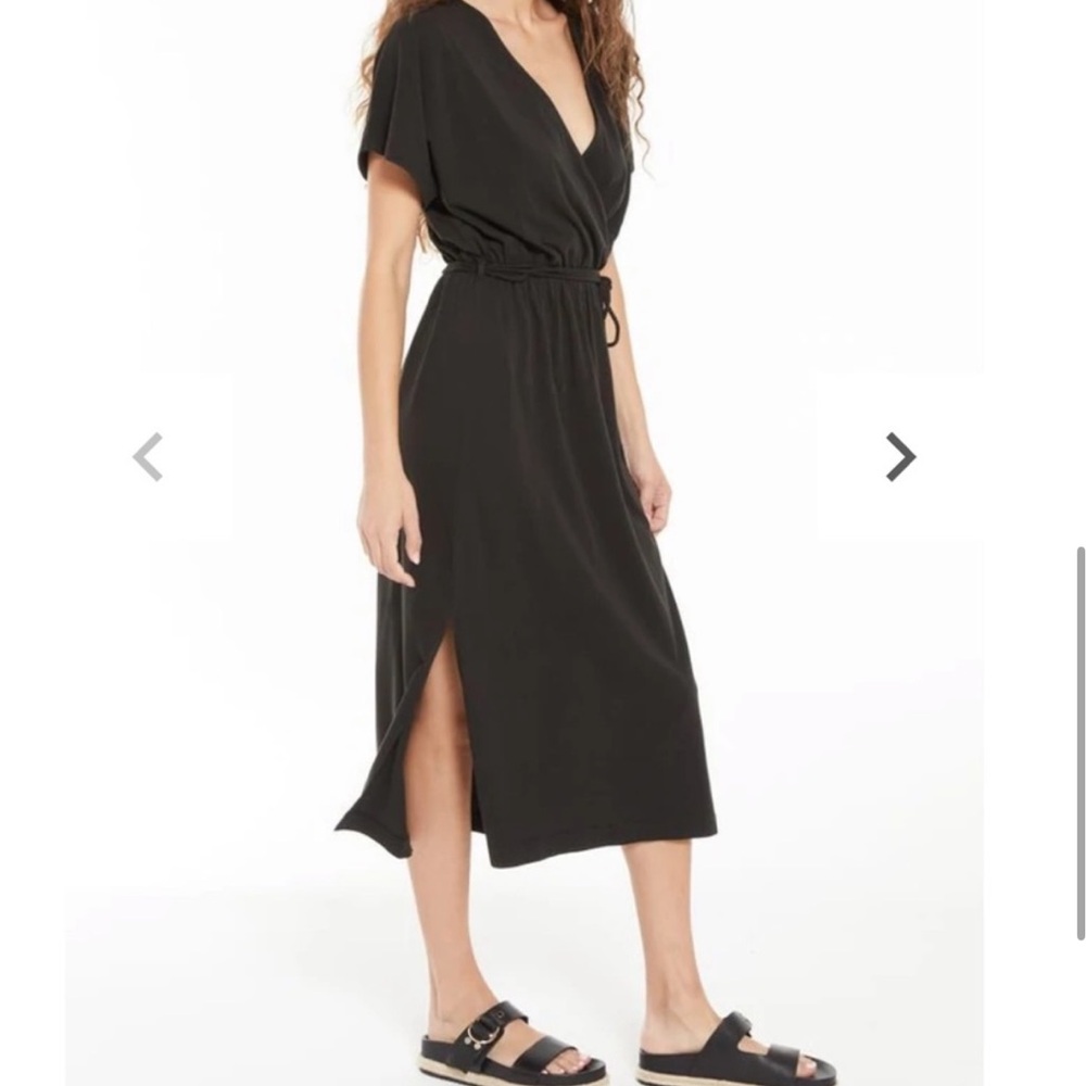 Z Supply Maryn Wrap Midi Dress- Black large NWT